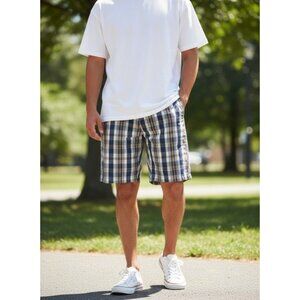 Mens Cremieux Plaid Cotton Shorts Size 38 Blue & Multicolor 6”Inseam